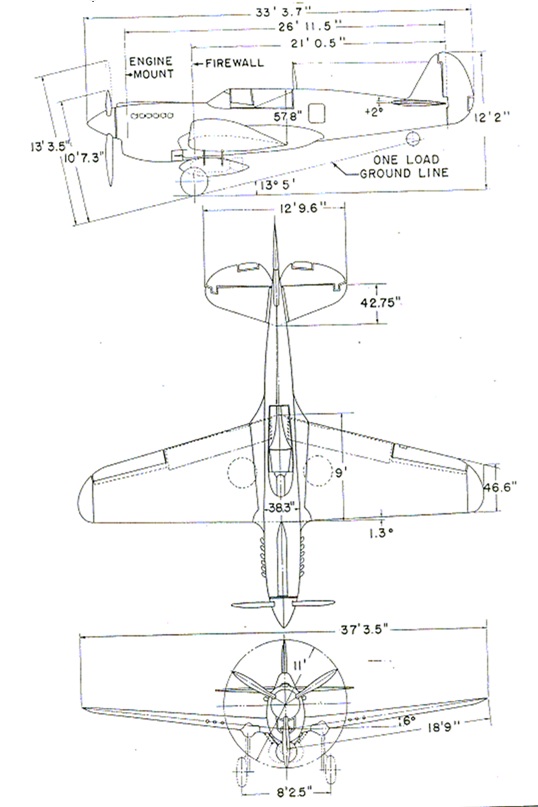 P-40N_3-view